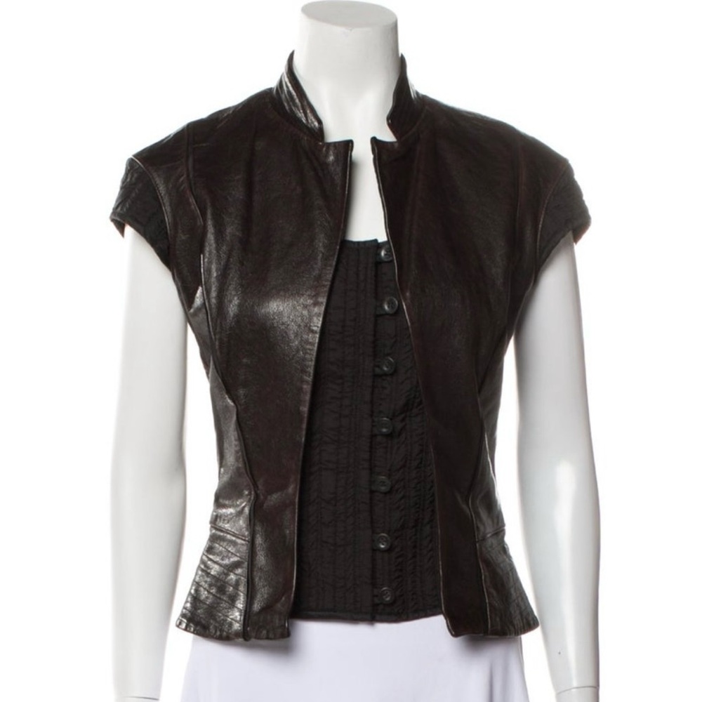 Gary Graham Brown Leather Vest, Size 4